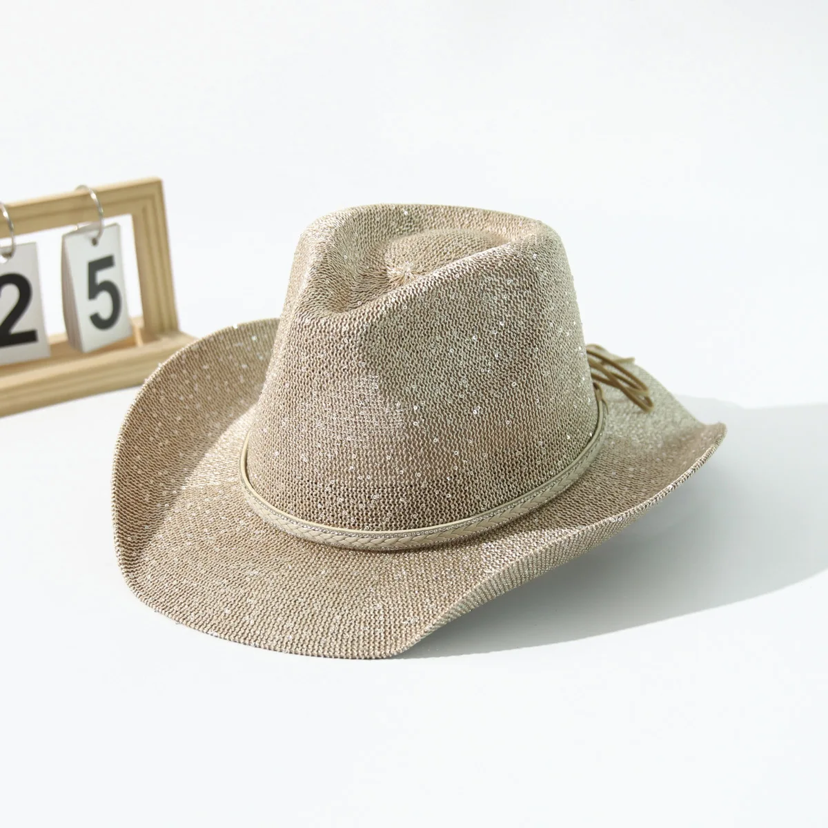sequin-binding-rope-pointed-straw-cowboy-hat-breathable-women-summer-beach-outdoor-sun-hat
