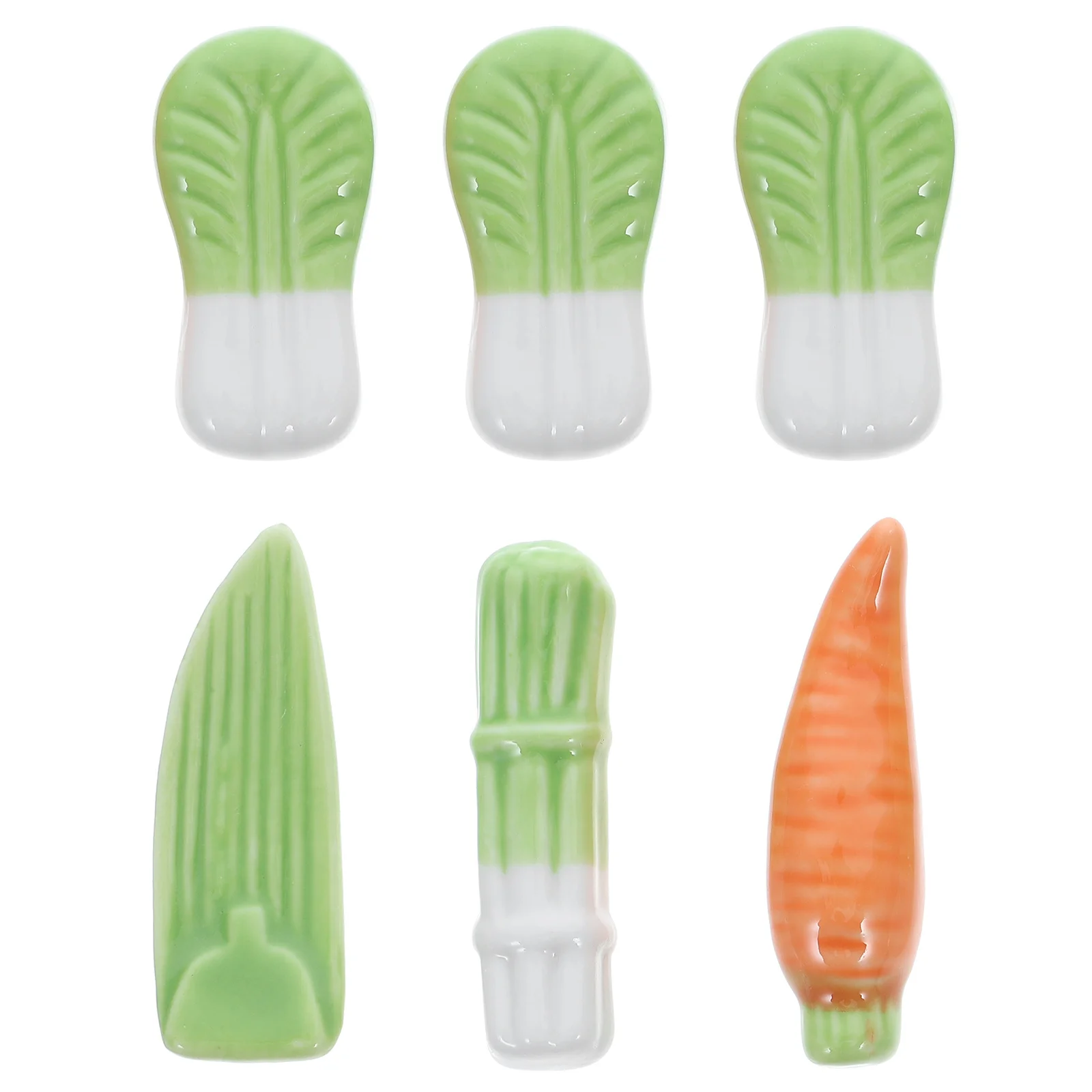 

6Pcs Ceramic Vegetable Design Chopstick Rack Spoon Holder Practical Support for Dining Table Decoration