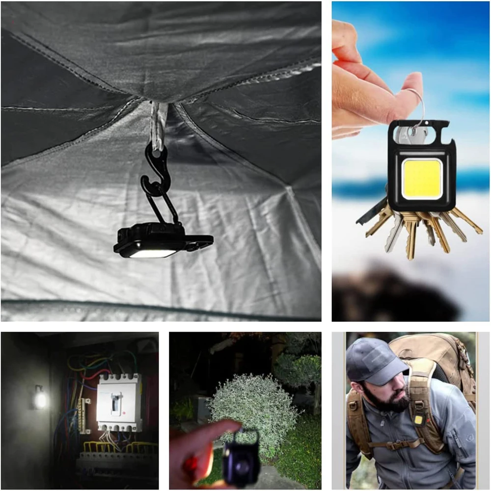 Small LED Flashlight COB Keychain USB Charging Light Emergency Lamps Strong Magnetic Repair Work Outdoor Camping Light