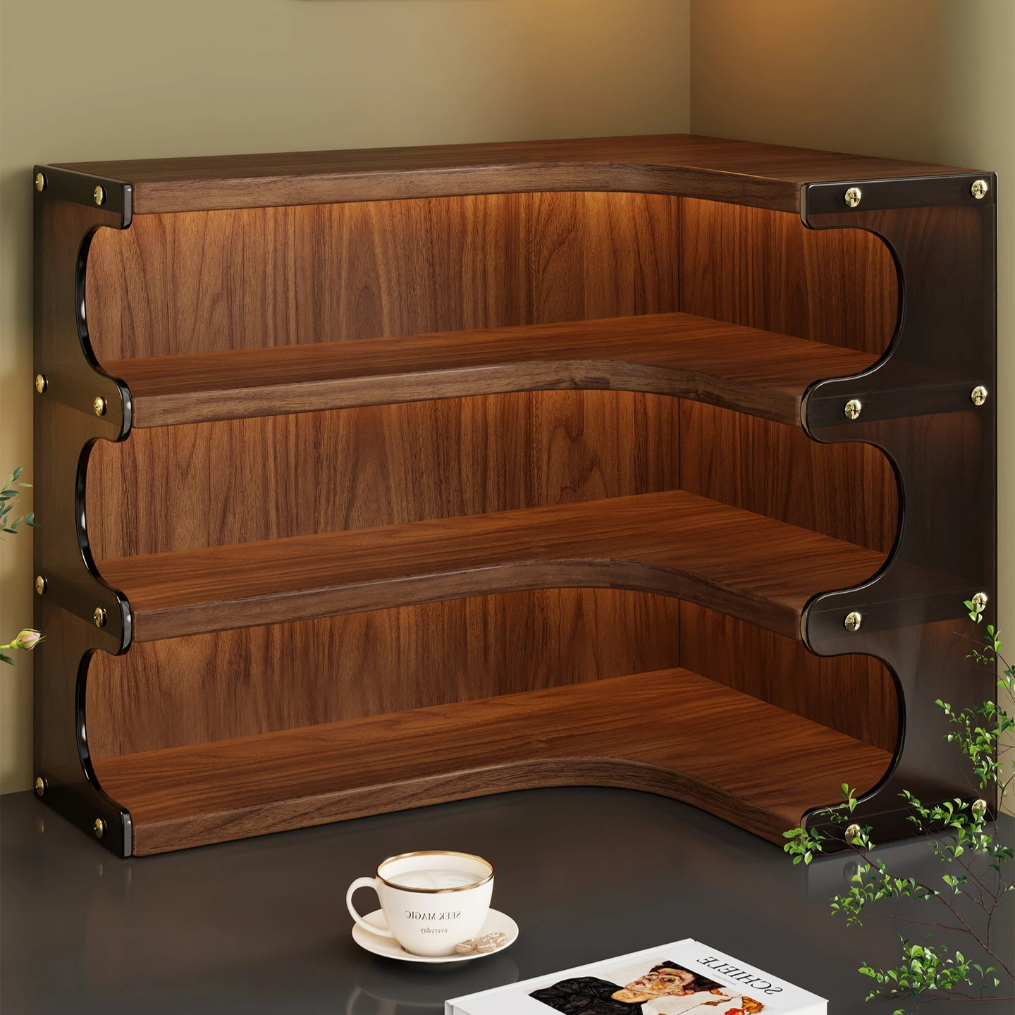 Coffee Station Corner Desktop Cup Storage Rack Multi Layer Tea Coffee Mug Dining Side Cabinet Tabletop Display Holder Shelf