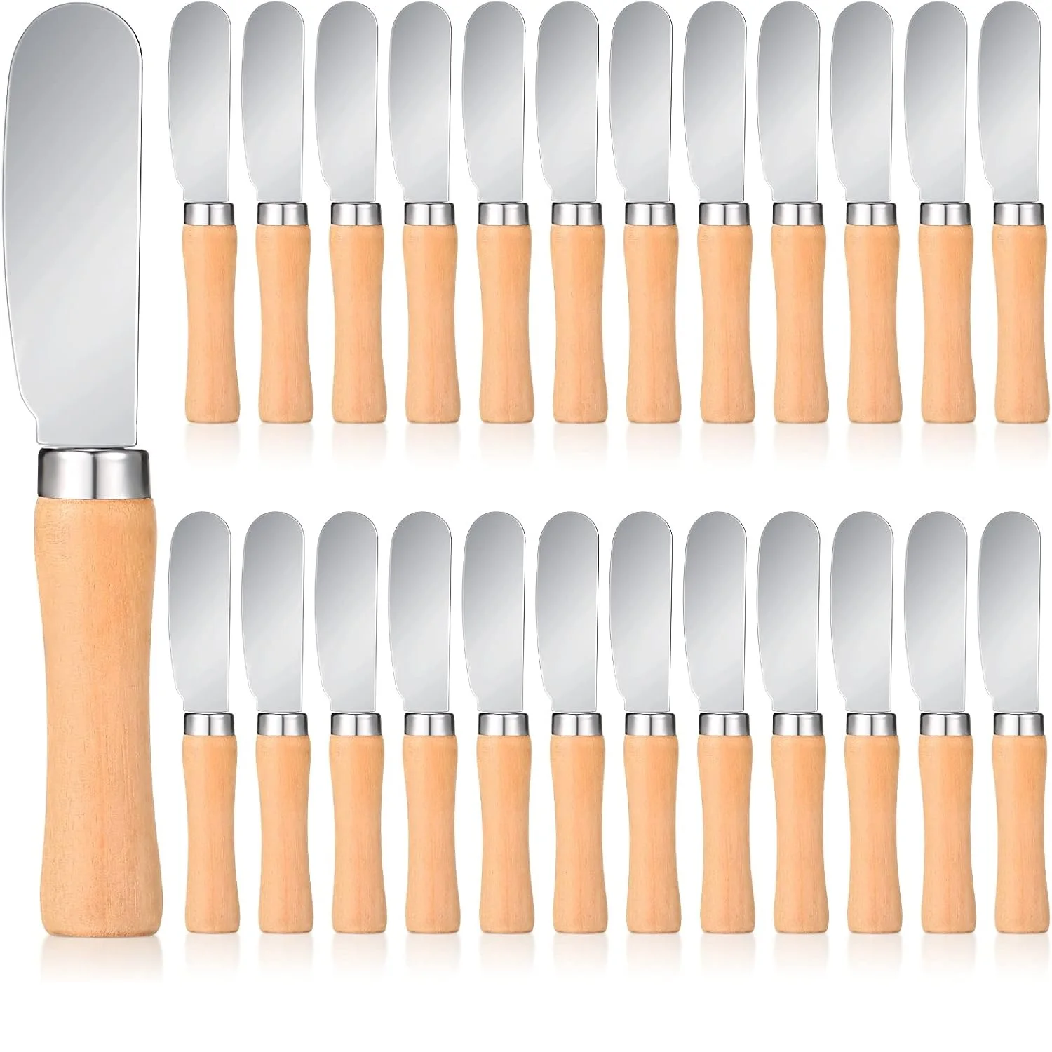 

500pcs Stainless Steel 11.5cm Cutlery Butter Spatula Wood Butter Knife Cheese Dessert Jam Spreader Breakfast Tool