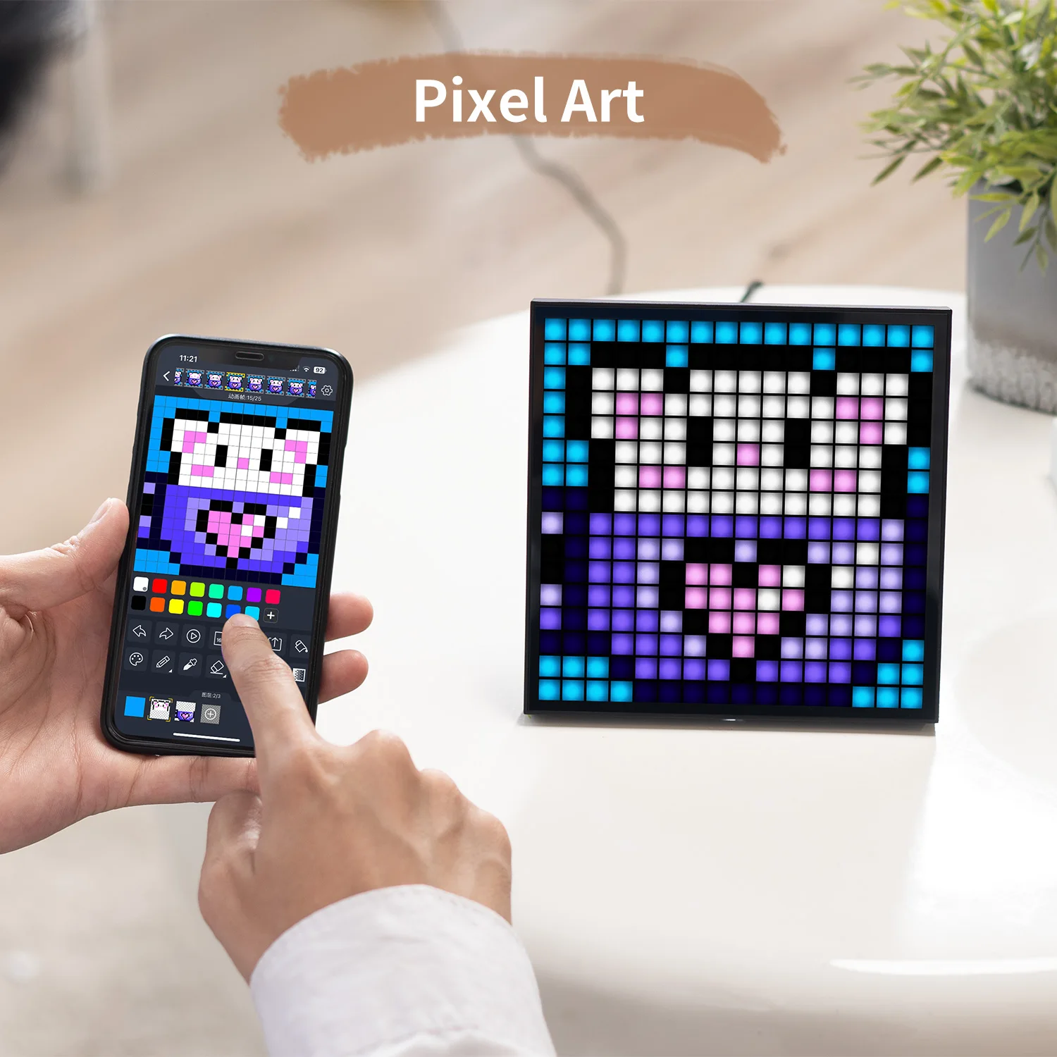 Imagem -02 - Divoom-pixel Art Digital Frame Display Led Relógio Wi-fi Social Media Tracker Home Lightning Decoração Gift Idea Pixoo16