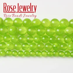 5A Natural Apple Green Gypsum Stone Beads Selenite Clear Stone Round Loose Beads For Jewelry Making Bracelets 6 8 10mm 15