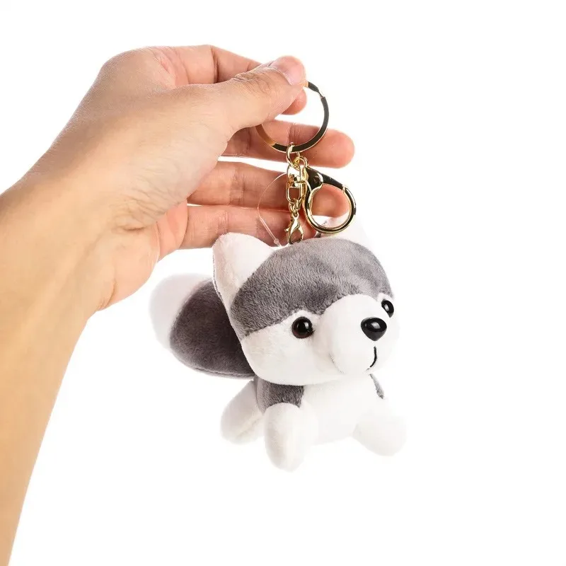 10CM Kawaii Puppy Stuffed Plush Toys Cute Simulation Husky Dog Mini Teddy Dog Plush Husky Dolls Bag Pendant Keychain Kids Gifts