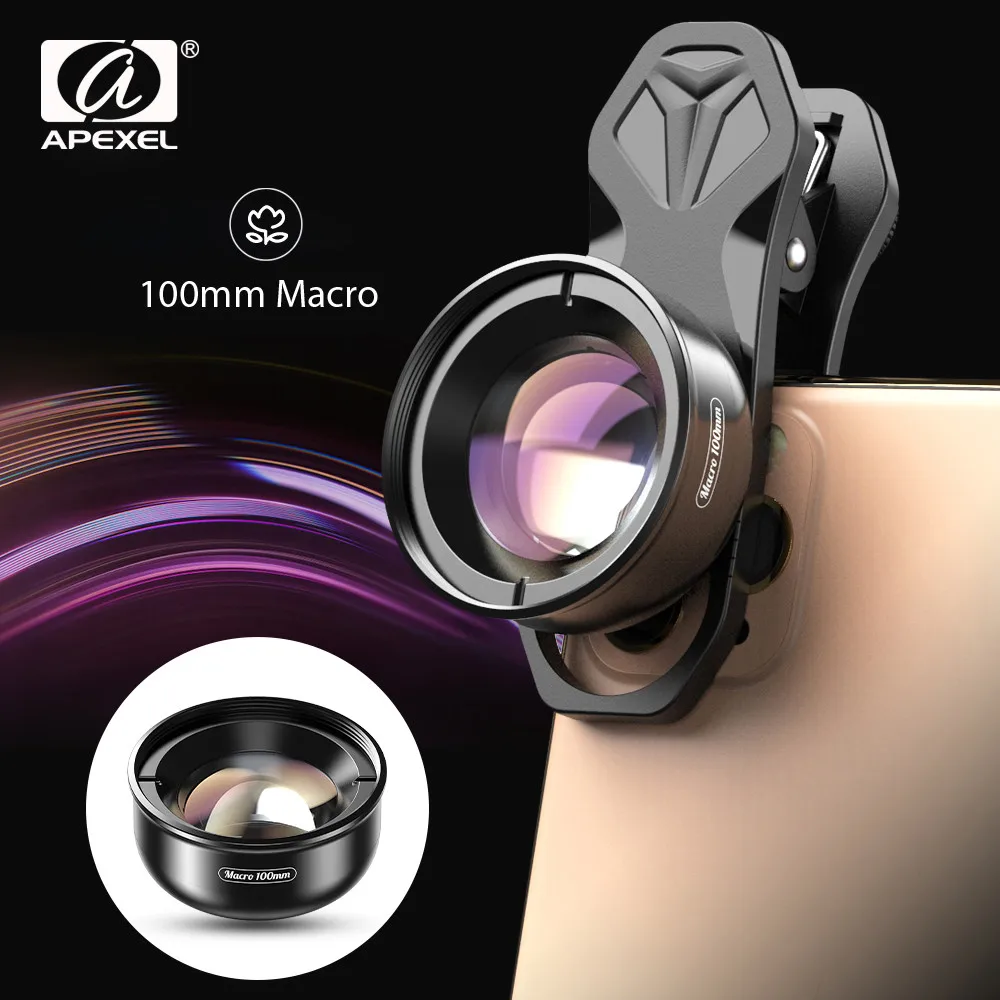 APEXEL 100mm Macro Lens Camera Phone Lens 4K HD Super Macro Lenses CPL Star Filter for iPhonex 13 pro Samsung s9 all smartphone