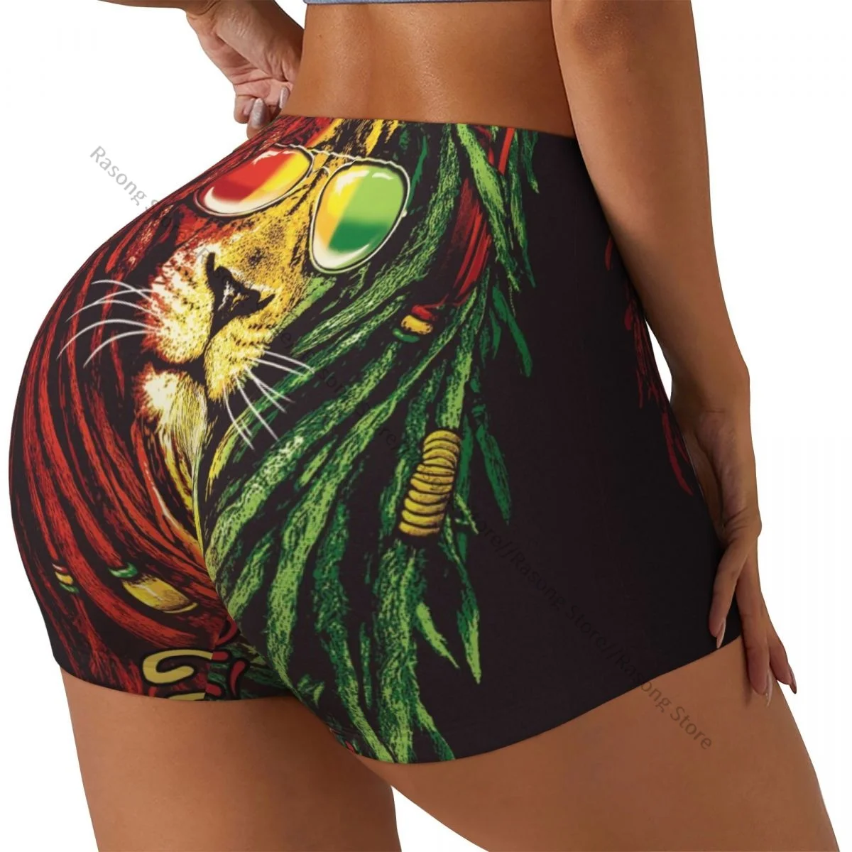 Sexy Strakke Hippe Sportshorts Rastafarian Leeuw Fitness Comfortabele Yogashorts Voor Dames