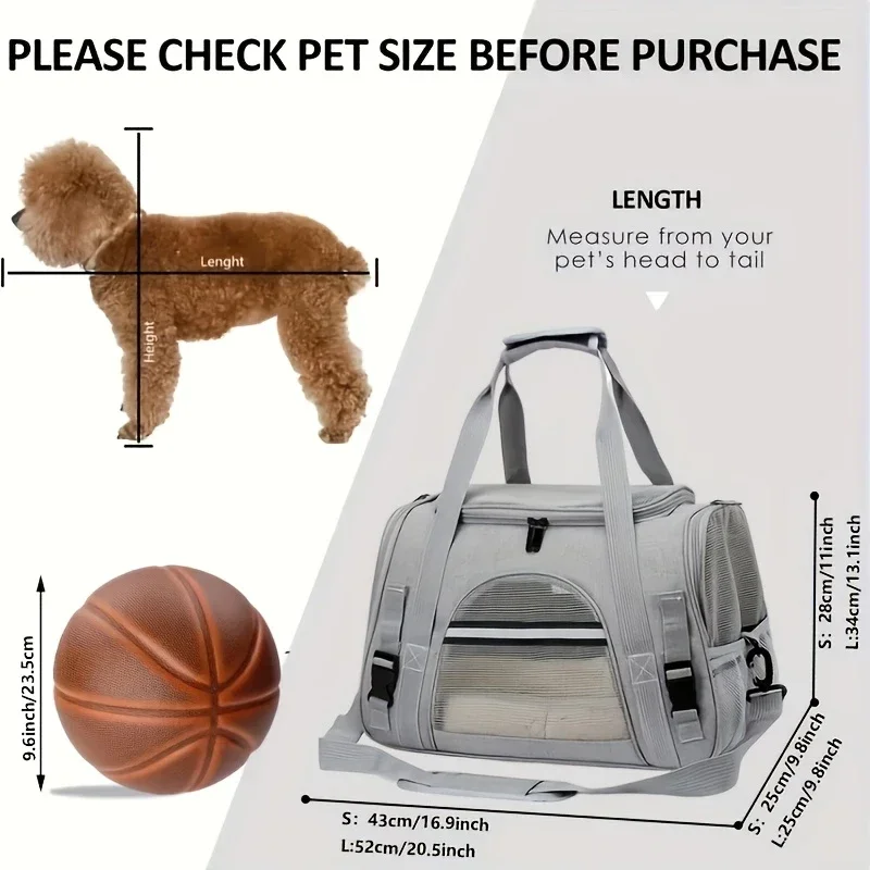 FurstarPortable Cat Bags Soft-Sided Pet Carrying Four-Sided Breathable Carrier Bags With Fur Pad Cats Handbag Travel Bag Transpo
