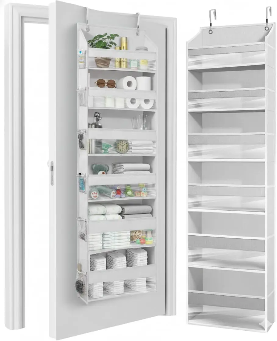 

Улучшенный 6-уровневый органайзер для подвешивания на дверь - сверхпрочный (100D) и вместительный (до 22,7 кг), 12 боковых сетчатых карманов