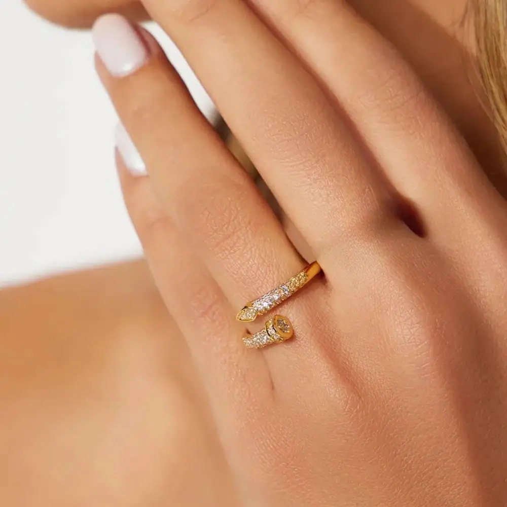 Women Adjustable Nail Ring Korean Fashion Punk Cubic Zirconia Ring Daily Simple Jewelry image 4