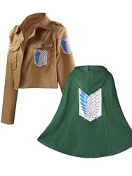 Children Teens Cosplay Survey Corps Uniform Costume Anime Character Mikasa Ackerman Eren Jaeger Levi Ackerman Shirt and Cape