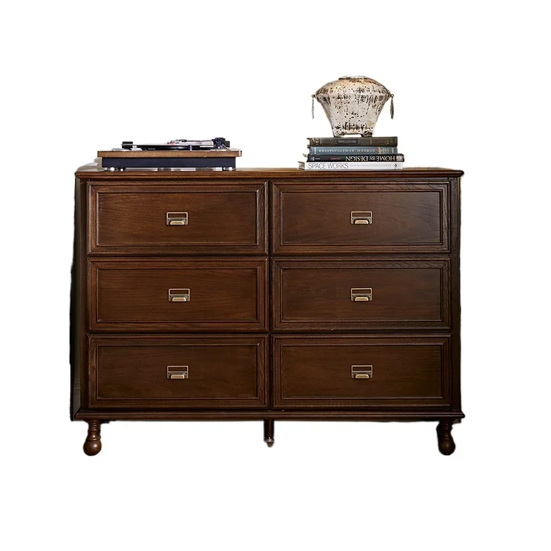 

Solid wood American rural antique drawers and six chest cabinets, modern light luxury home storage cabinet