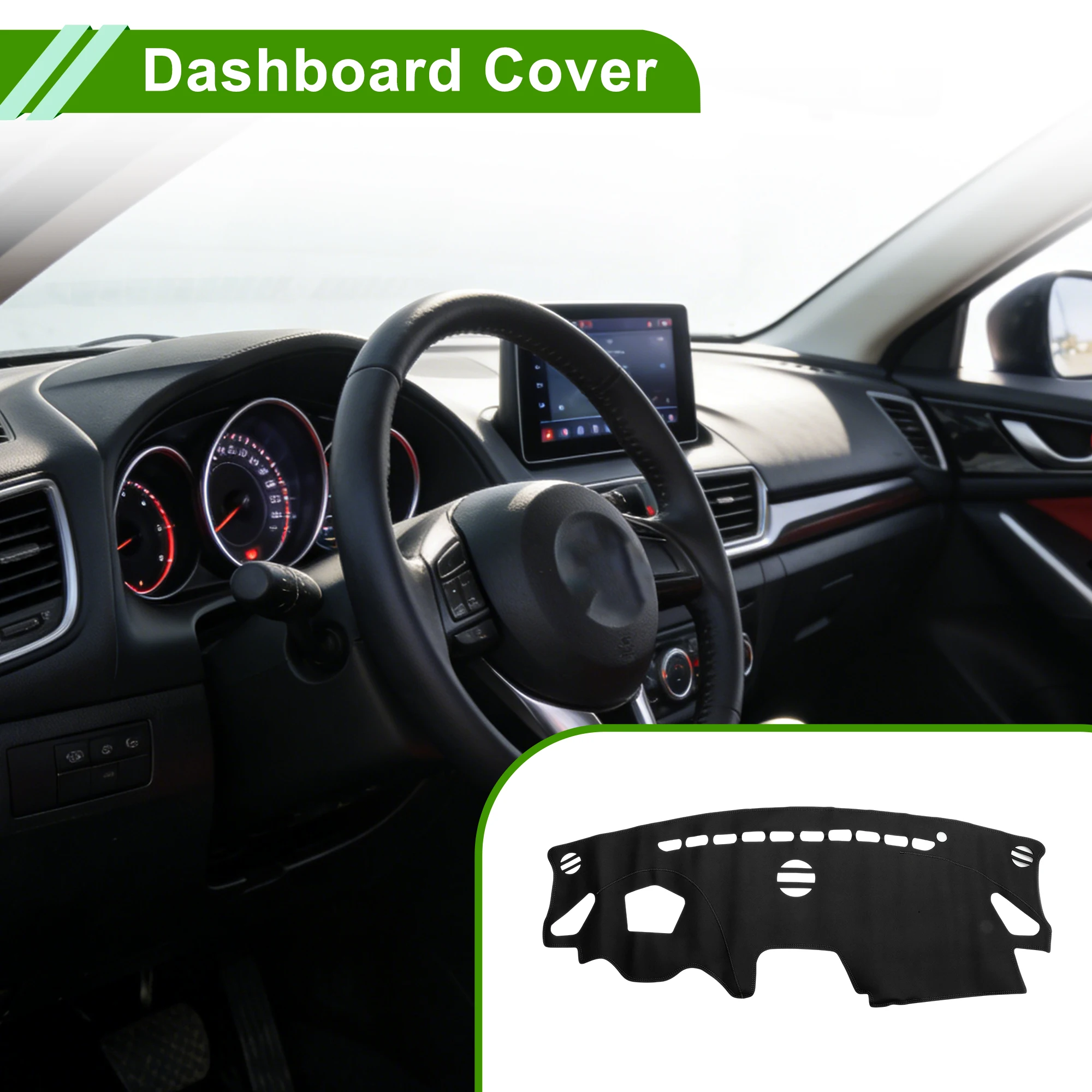 

UXCELL Dash Cover for Mazda 3 Axela 2014-2019 Dashboard Cover Faux Leather Black 1Pc