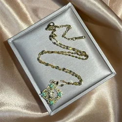 Collar de la Santa Muerte para caballeros, colgante de cobre chapado en oro, Gargantilla de cristal de acero inoxidable, joyerÃa de cadena cristiana, PapÃĄ Noel