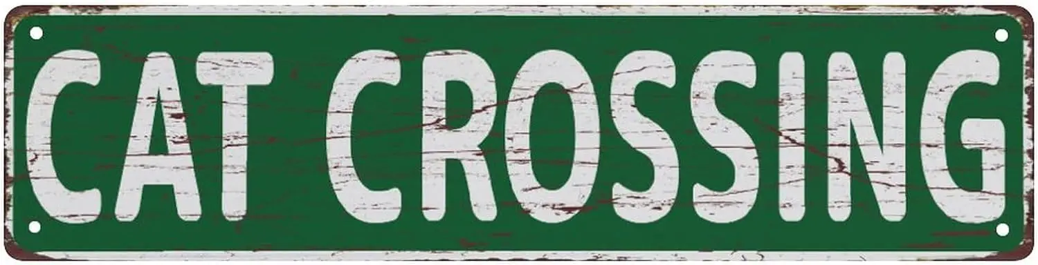 Винтажная металлическая жестяная вывеска в виде кошки для дома и улицы, вывеска для дома, кафе, бара, кухни 4x16 дюймов