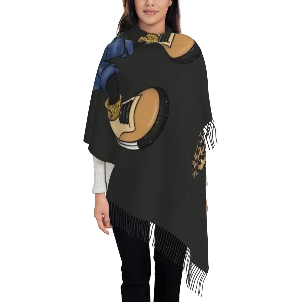 

Музыкальный шарф с Микки Маусом на заказ для женщин, стильная зимне-осенняя шаль с кисточками