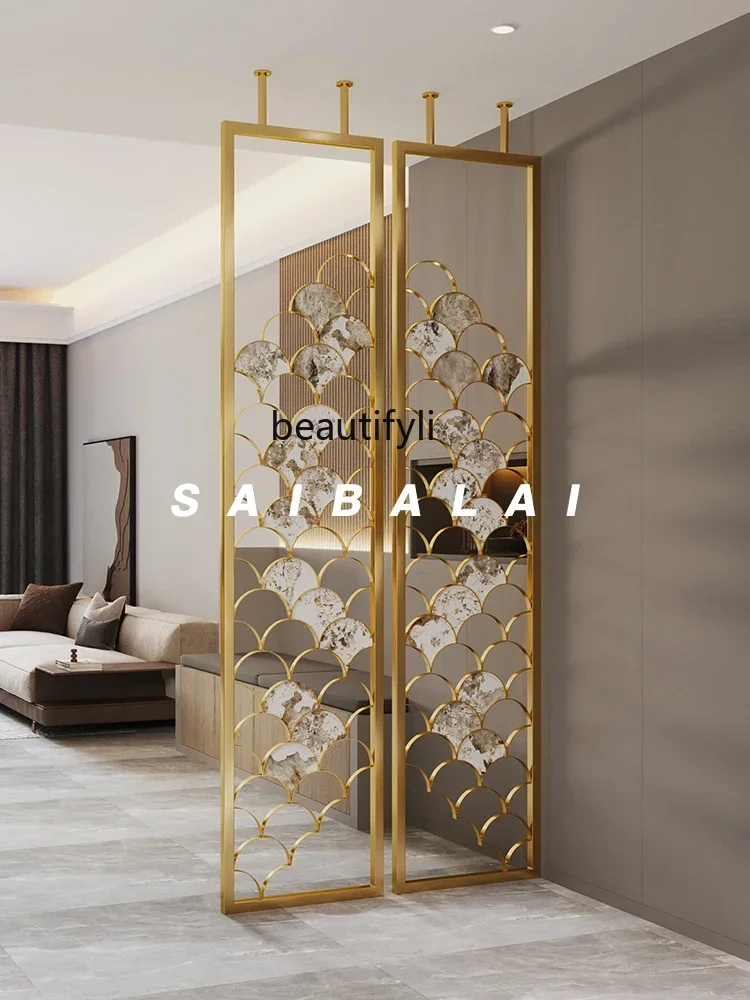 

LHY26 ss Light Luxury Art Metal Screen New Chinese Designer High-End Creative Living Room Block Partition Entrance Customization