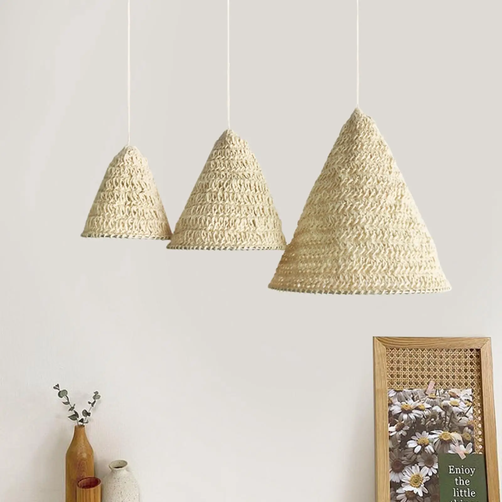 Lamps Shade Natural Hemp Rope Large Drum Lamp Cover for Living Room Bedroom Table Lamp Home Ornament