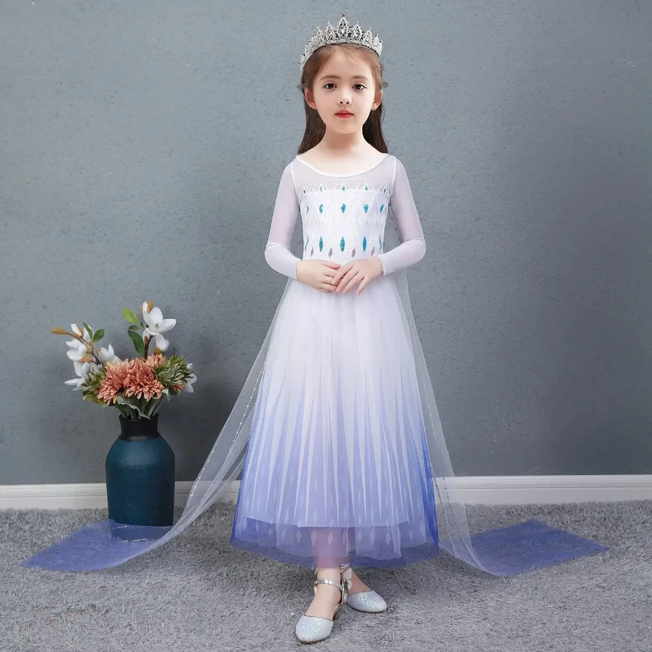 Baby Girl Dresses for Girls Elsa Princess Dress Snow Queen Elsa Costume Bling Synthetic Crystal Bodice Party Dress Kids Clothing