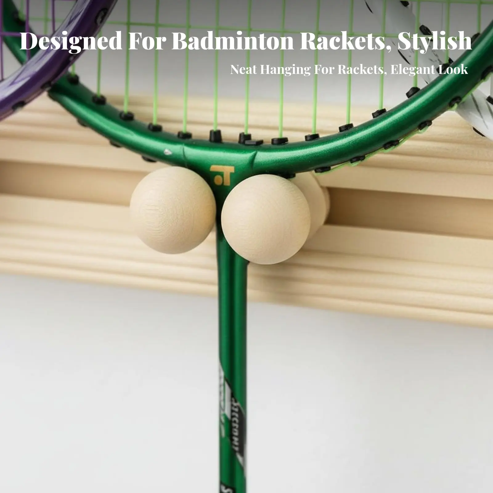 

Badminton Racket Wall Mount Space Saving Wall Mounted Racket Rack Sliding Hook Badminton Hanger Sturdy Versatile Use for Garage