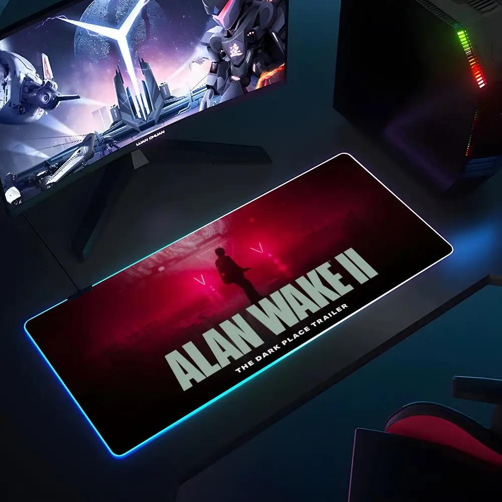 Game Alan Wake 2 Mouse Pad RGB Luminous 900x400x3mm Thickened  Large Table Pad Encrypted Anti Skid Super Large Mouse Pad image 3