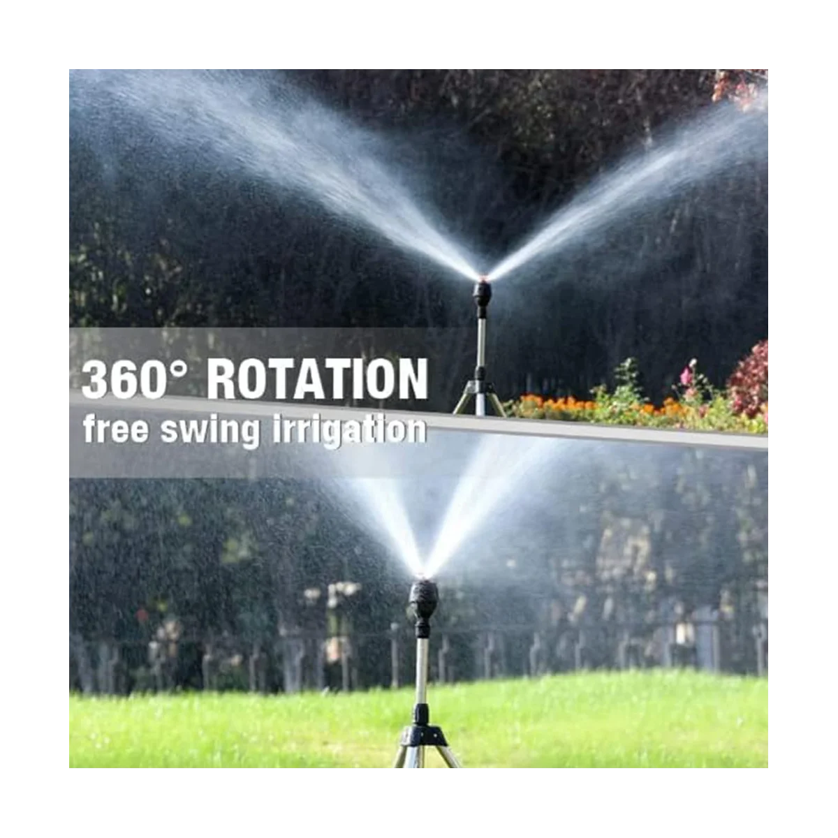 Garden Automatic Rotating Sprinkler Stainless Steel Tripod Irrigation Stand 360-Degree Water Jet Garden Lawn