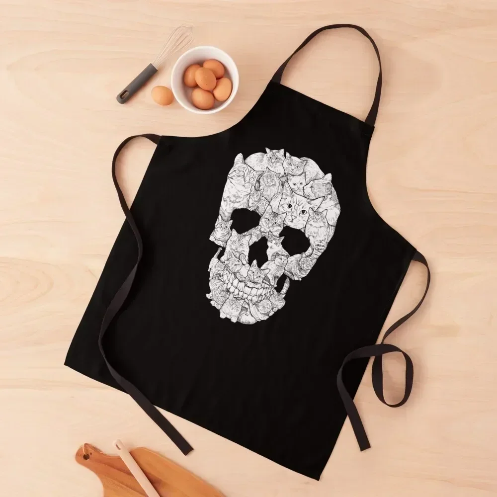 

Cat Skull Apron Woman Kitchen kindergarten teacher Christmas gift japanese woman Apron