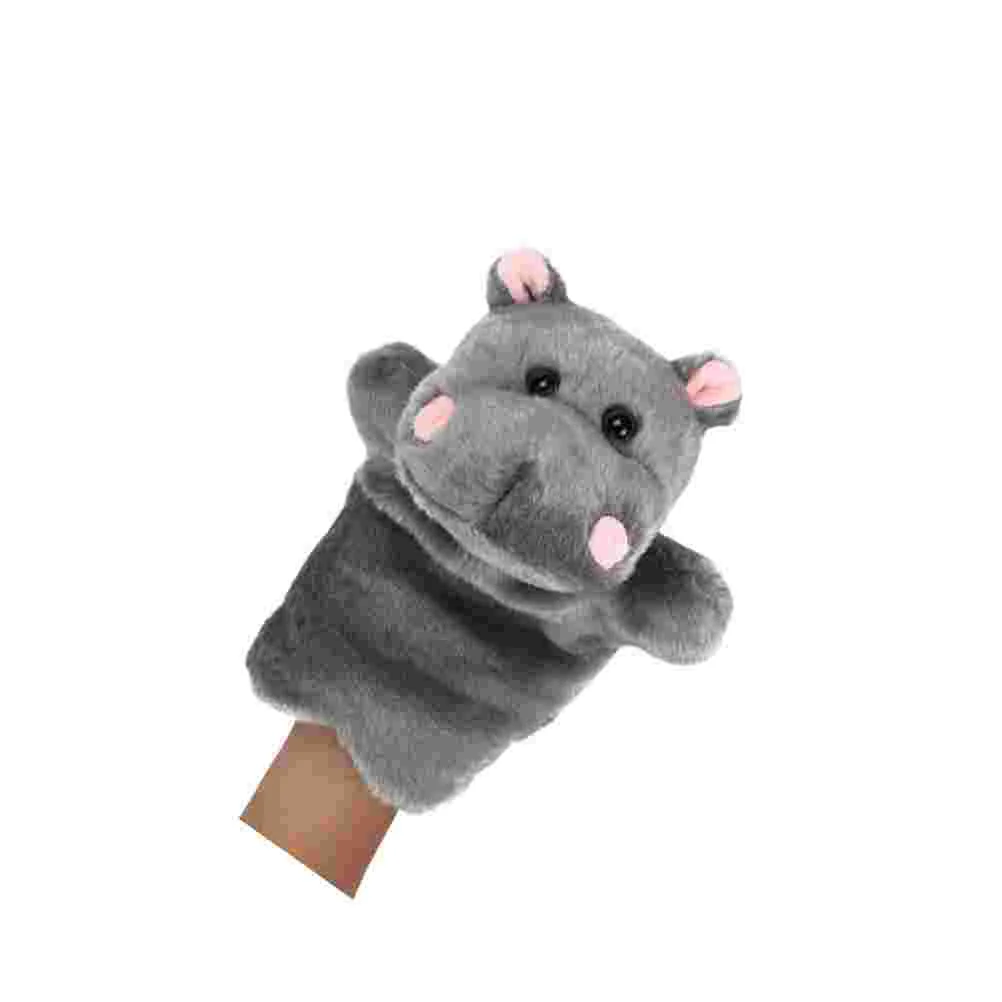 1PC Hippo Toy Plush Hand Puppet Story Telling Prop Role Play Accessory Party Favor for Parent Child (Dark Grey)