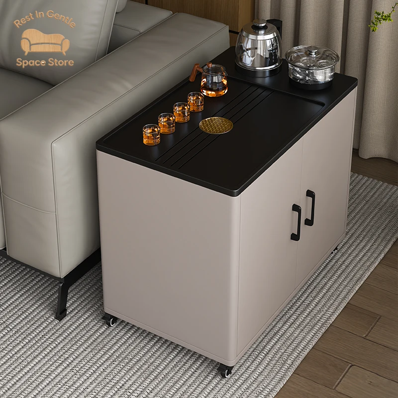 Mobile small table tea cabinet light luxury household table sofa side cabinet rotating tea cart balcony small tea table