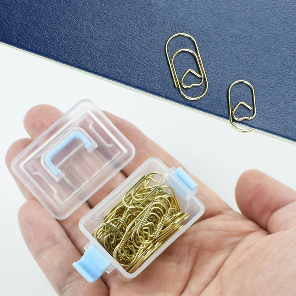 Niedliche Metall-Lesezeichen, Buchmarker, 50 Stück Clips mit Karton, ovales Liebesherz-Design, Büroklammern, Party, Hochzeit, Gastgeschenke, Schreibwaren