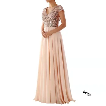 2024 नई क्रॉस-बॉर्डर स्प्रिंग समर यूरोपीय महिलाओं के कपड़े स्लीवलेस ड्रेस वी-नेक सेक्विन एलिगेंट शिफॉन इवनिंग ड्रेस 8 best sales बड़े आकार की शाम की पोशाक - №2