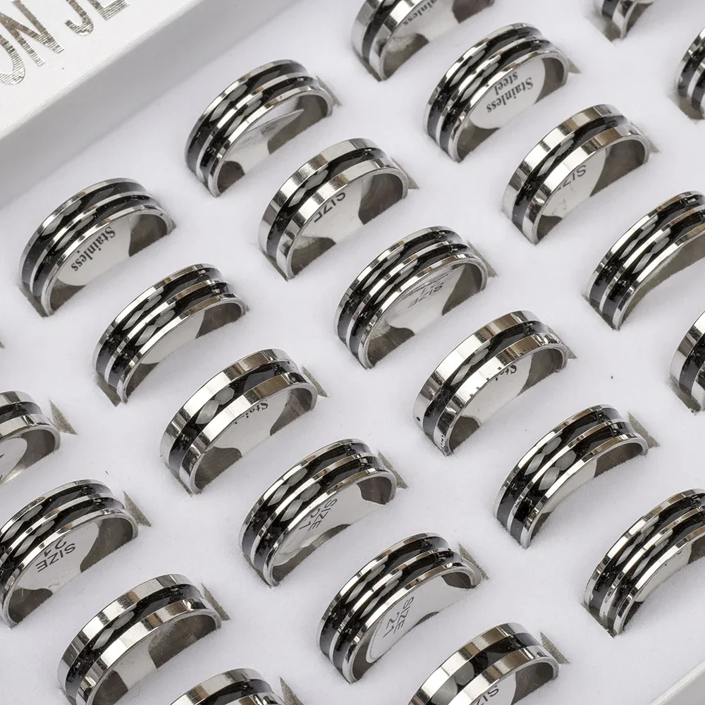 20 أجزاء/وحدة موضة بسيطة للرجال والنساء خاتم من الفولاذ المقاوم للصدأ نمط مختلط مجوهرات الحفلات اليومية هدايا يتم شحنها عشوائيا #4