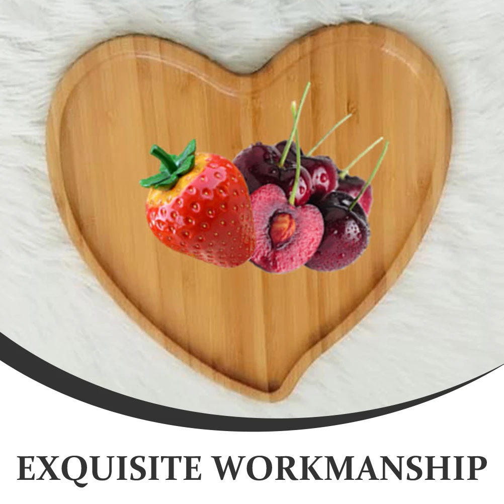 

Bamboo Heart Shaped Serving Tray Snack Plate for Desserts Fruits Cake Anti-Slip Multi-Function Food Platter Home Supply