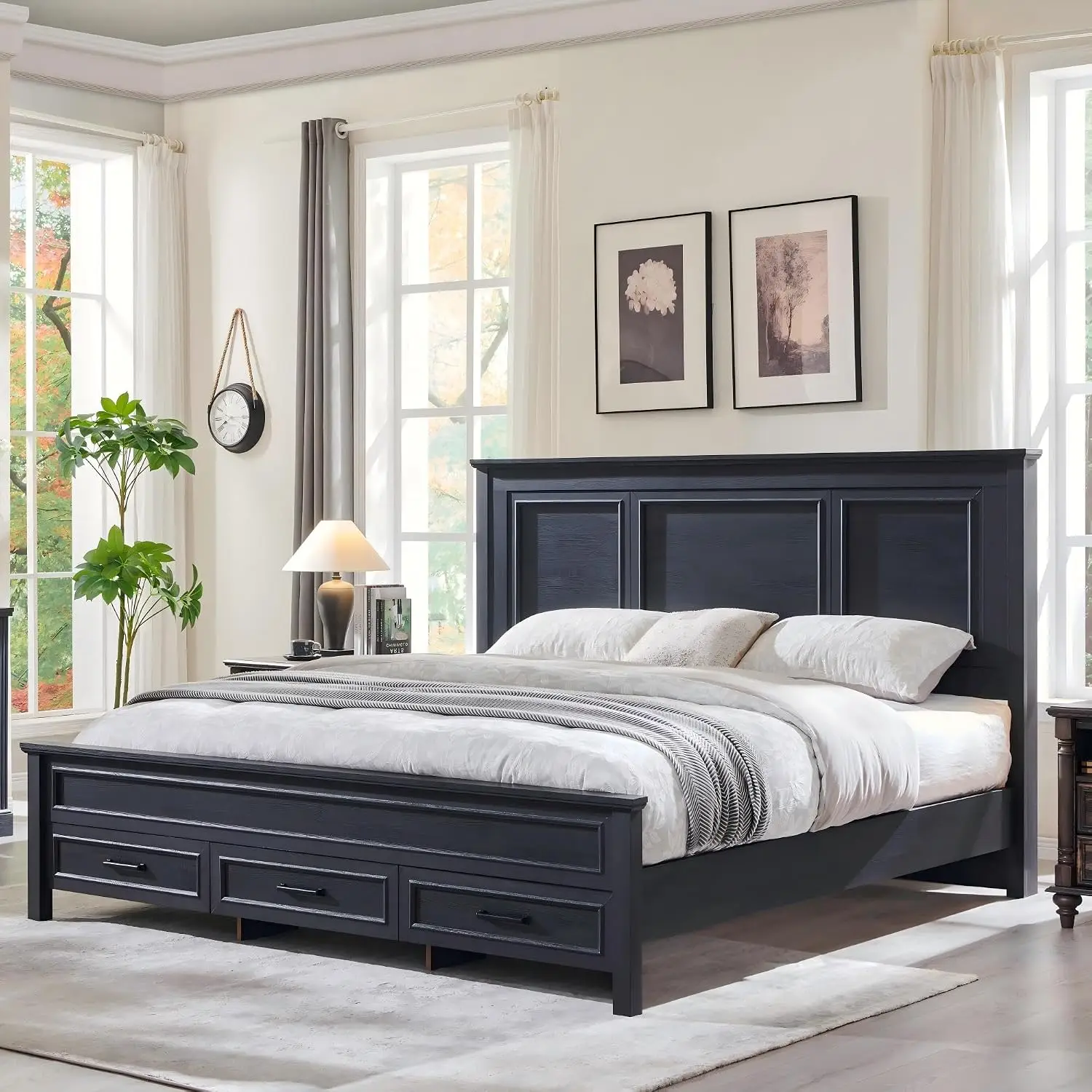 Farmhouse King Size Bed Frame with 53
