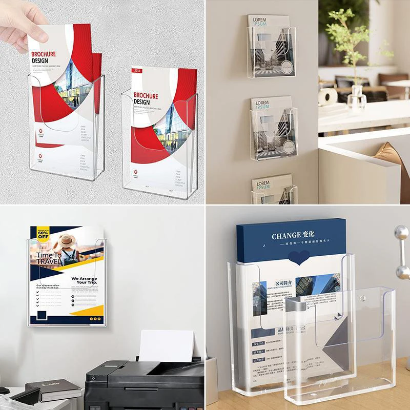 

1pc Brochure Holder A4/A5 Flyer Holder Acrylic Brochure Holders Wall Mount Pamphlet Holder Clear Literature Holder Wall Mounted