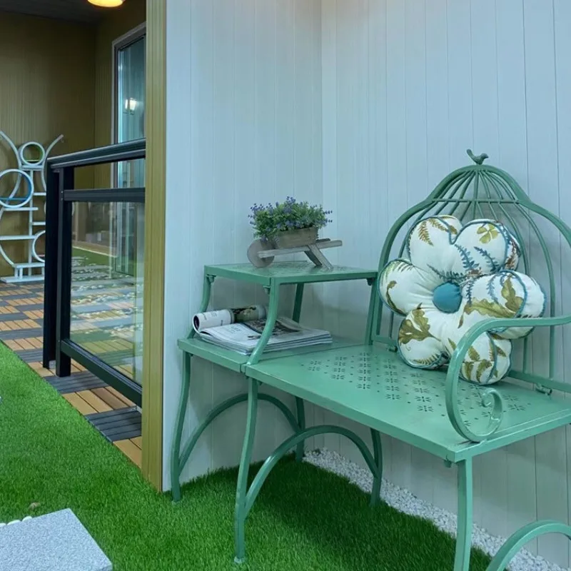 Household living room furniture, Nordic retro dessert shop wrought iron back chair, outdoor simple casual armrest  table chair
