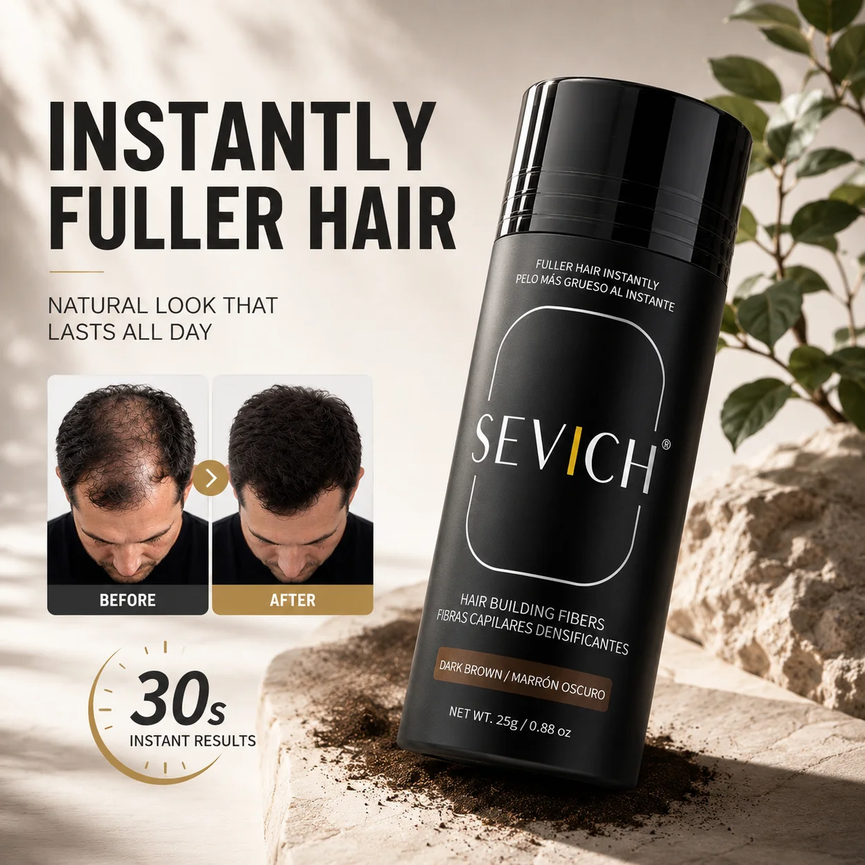 Sevich 25g Hair Building Fibers Powder Hair Loss Products Bald Extension Thicken Hair Spray Jar Keratin