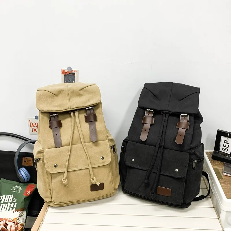 17inch Urban Men Canvas Backpack Fashion Rucksack High Quality Bagpack Large Capacity Outdoor Sport Backpacks Schoolbag Retro