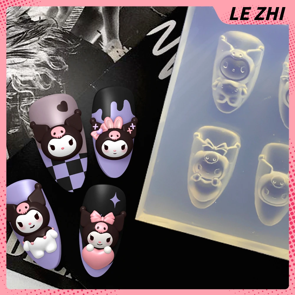 Kawaii Kuromi Doll Original Nails Mold 3D Stereo Maiden Heart Art Decorations Nails DIY Design Silicone Manicure Salon Tools