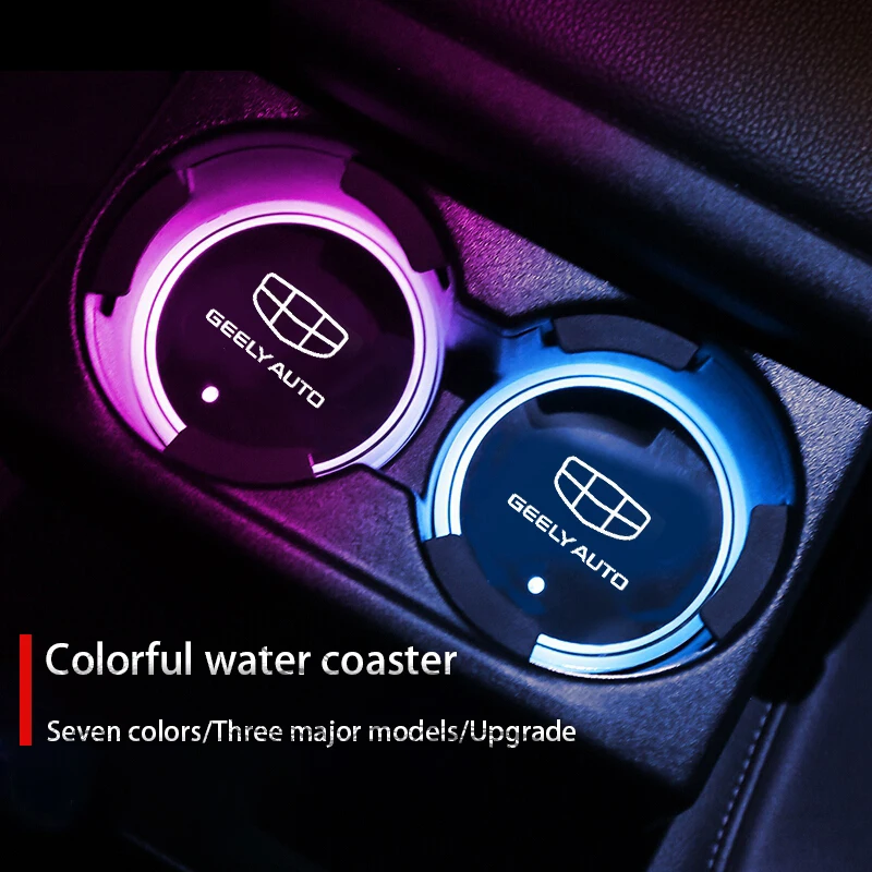 

Luminous Car Cup Coaster Holder Car Led Atmosphere Light Logo Lamp For Geely Atlas Coolray Boyue NL3 Emgrand X7 EX7 SUV GT GC9