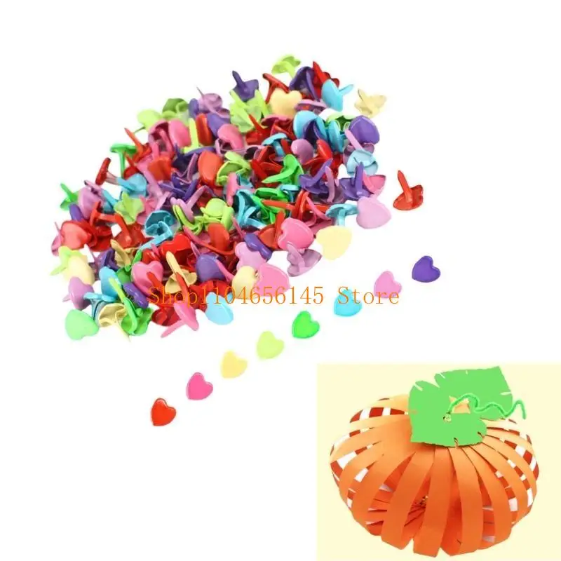 5ASD 100PCS السحابات الورق المعدنية براد براد متعدد الألوان دبوس جولة زهرة القلب براد براد براد برادس الورق الحرف مقسمة دبوس