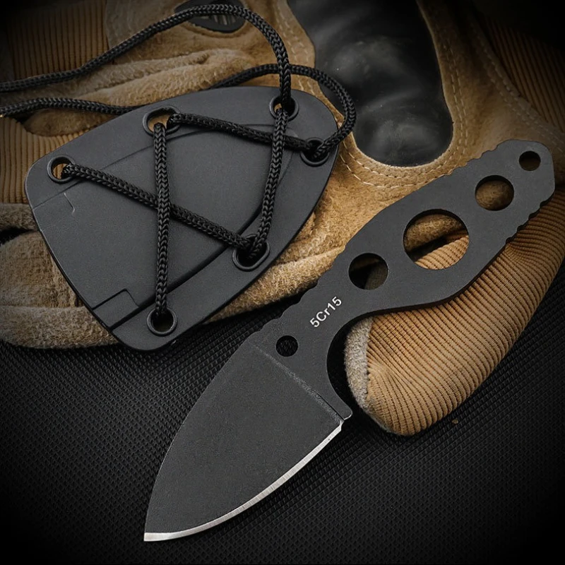 Outdoor Small Straight Knife Integrated Handle Camping Survival Knife EDC Tool Pocket Open Express Fishing Knife