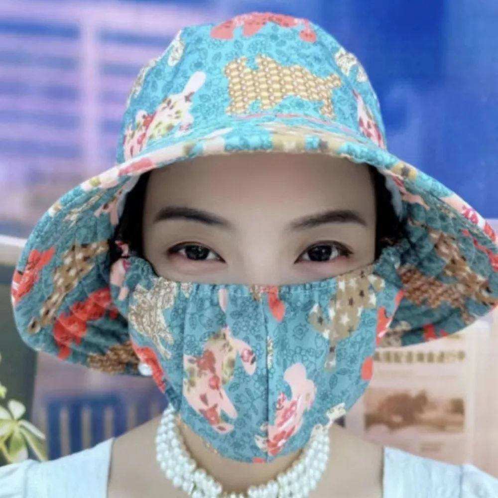 

Shawl Tea Picking Cap Hot Sale Anti-uv Wide Brim Mask Protect Neck Sunscreen Hat Four Seasons