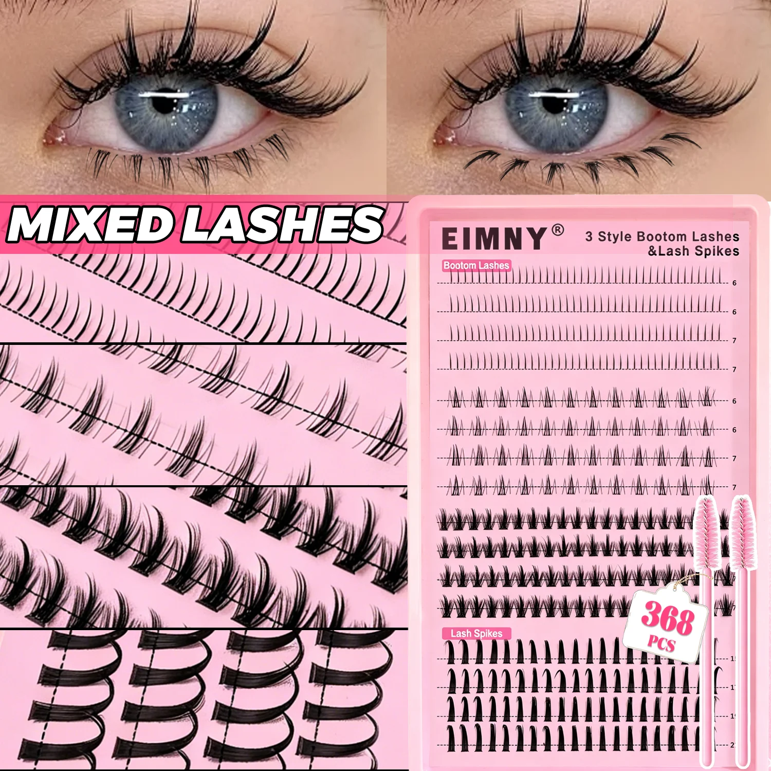 EIMNY 368PCS Bottom Lash Cluster, These All-Match Bottom Lash Clusters Blend Seamlessly With Every Variety Of False Lashes
