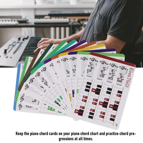 Tarjetas Flash de música de 120 hojas, placa de cobre de colores, tarjetas Flash codificadas en Color de Piano, tarjetas Flash de acordes de Piano para principiantes