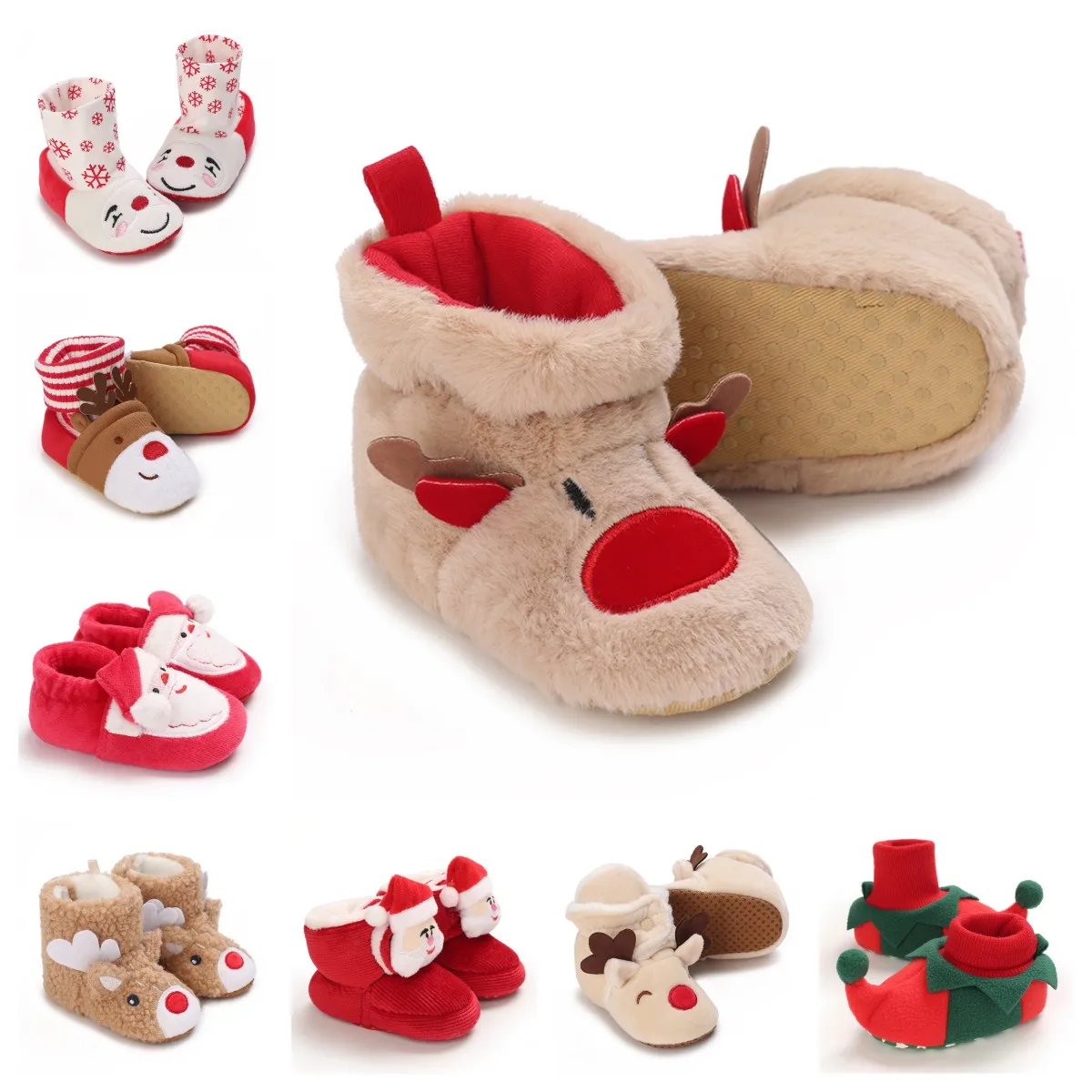 

Infant Newborn Booties Santa Foot Socks Baby Christmas Boots Lovely Snowflake Santa Design Winter Warm Slippers Anti-Slip Shoes