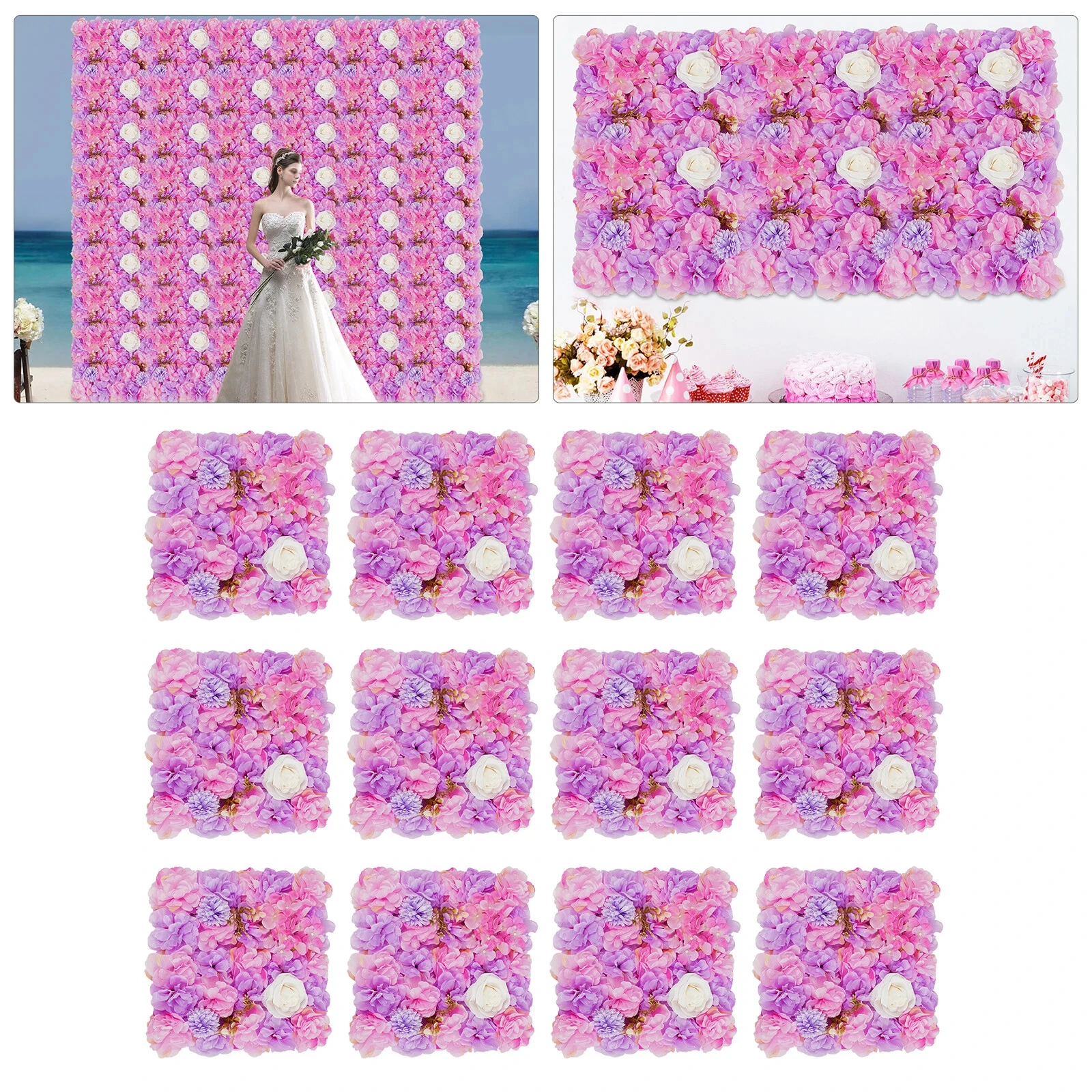 

12-Piece Artificial Silk Rose Set – 3D Wall Backdrop for Wedding and Event Decorations