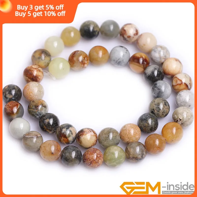 Natural Stone Hua Show Jades Round Loose Spacer Accessorries Beads For Jewelry Making Strand 15 inch DIY Jewelry Gifts For Women