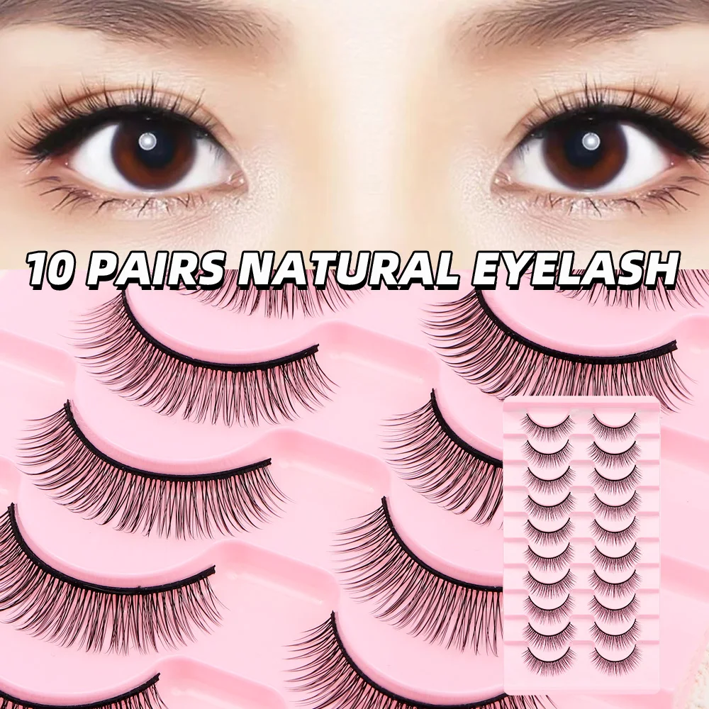 10 Pairs Soft Mink False Eyelashes -Natural-Looking Eye Lashes with Full Bouncy Volume & Curl - Synthetic, Reusable Beauty Acces