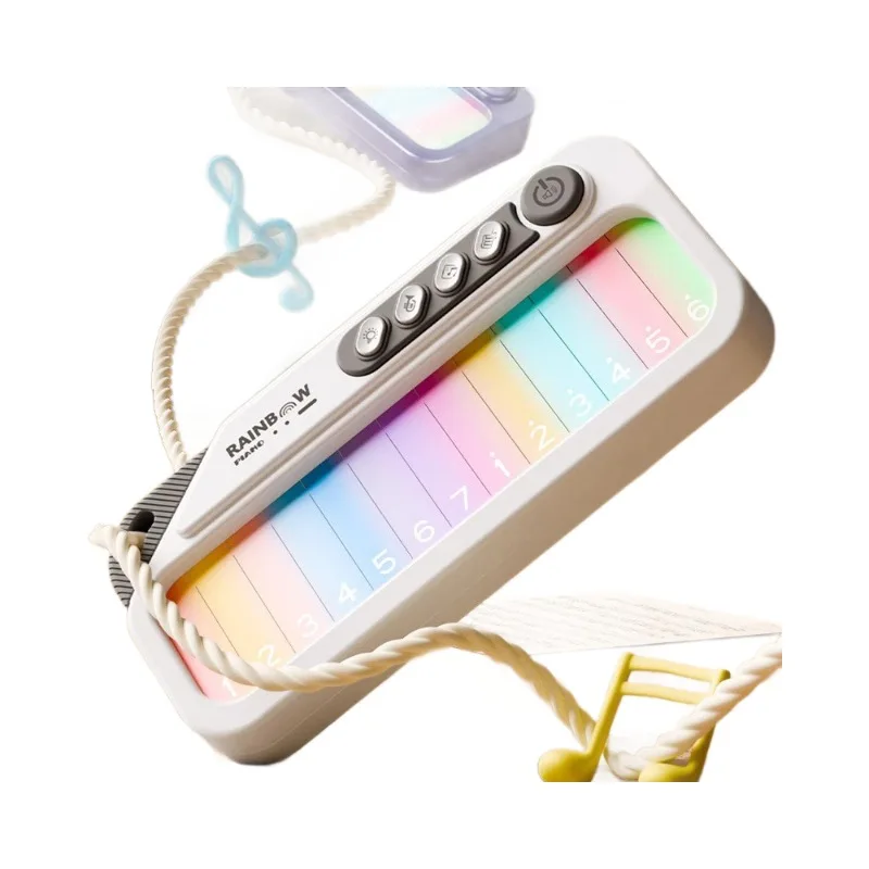 Świecąca tęczowa klawiatura fortepianowa z ekranem dotykowym zabawka muzyczna z 13 melodiami przenośne elektroniczne zabawki muzyczne dla dzieci w wieku 3-6 lat