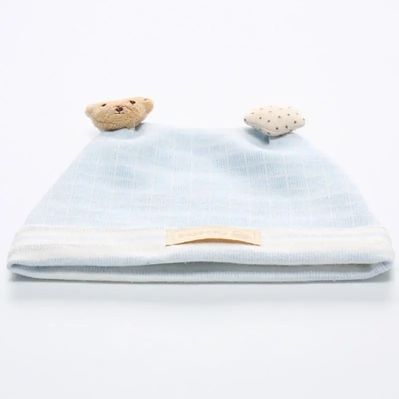 0-3 Months Baby Bear Ears Hat Soft Cotton Beanie Headwear Infants Tuban Bonnet Hospital Hat